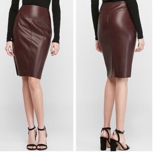 Express Faux Leather Brown Pencil Skirt Sz 4 NWT